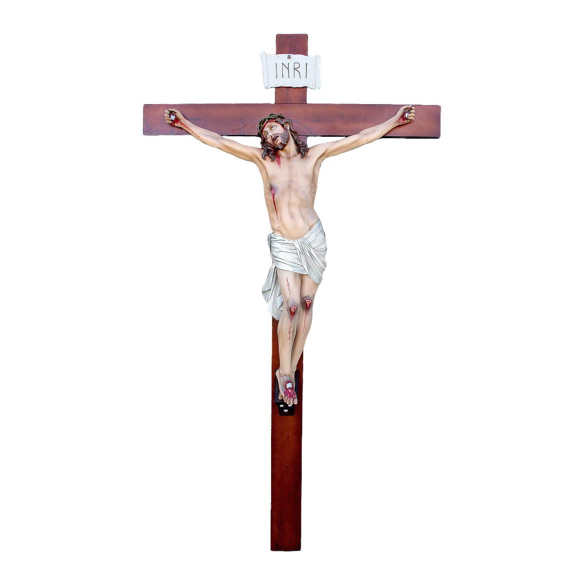 Cristo in agonia su croce in legno cm 180