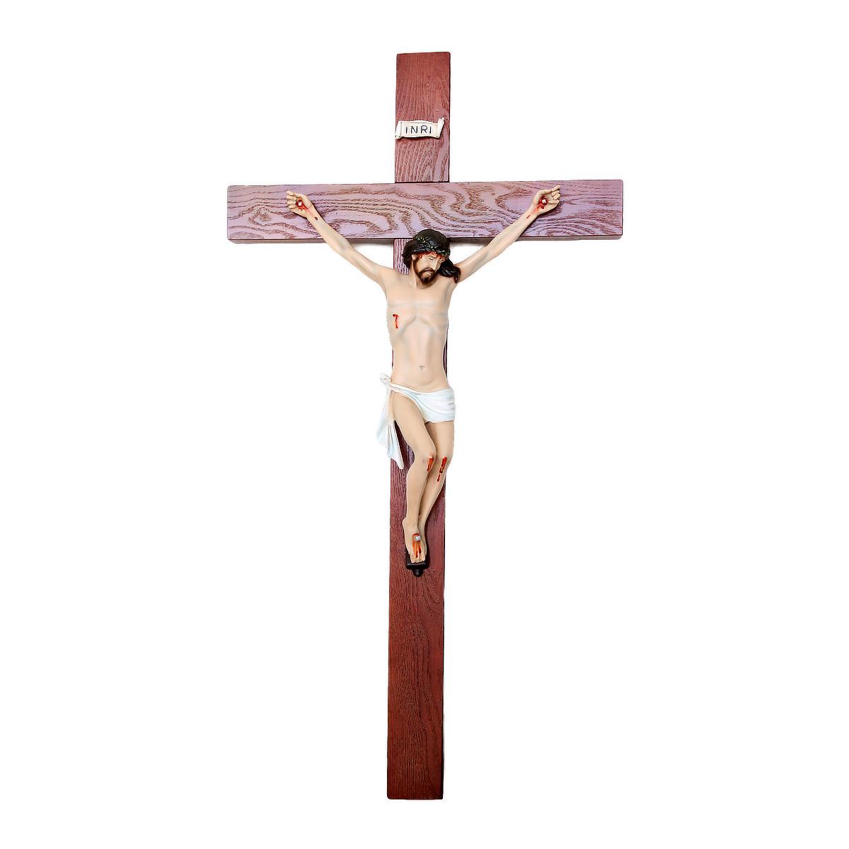 Cristo su croce di legno cm 40