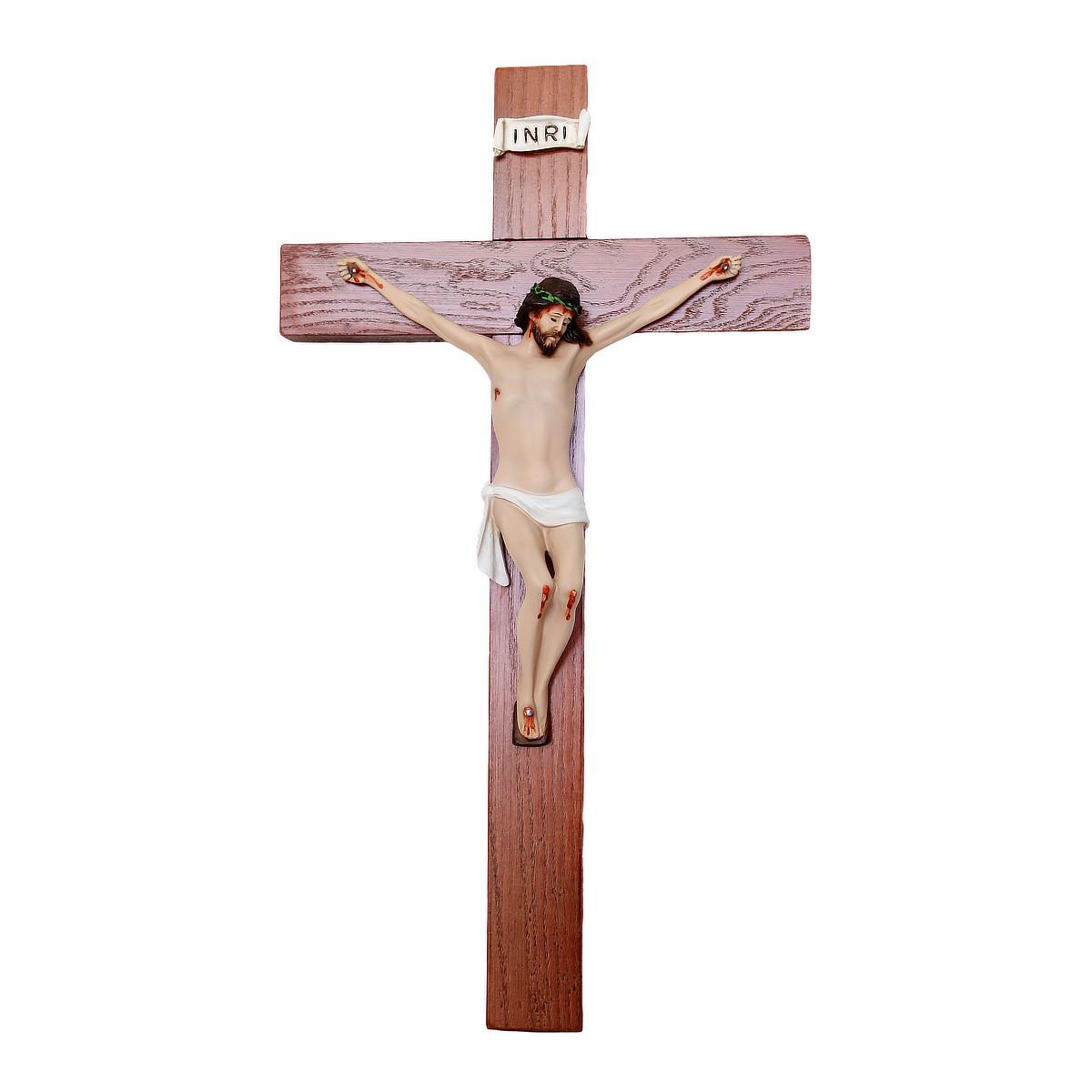 Cristo su croce in legno cm 25