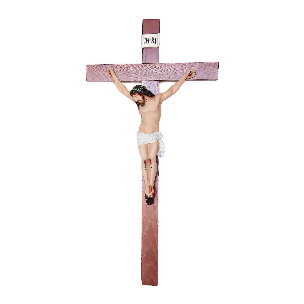 Cristo su croce in legno cm 50