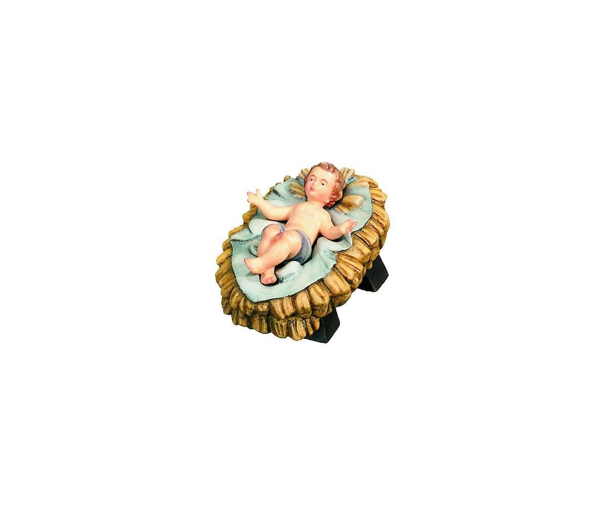Bambino Gesù con culla in legno massello