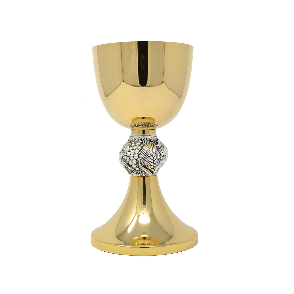 Calice dorato con nodo argento e simboli eucaristici