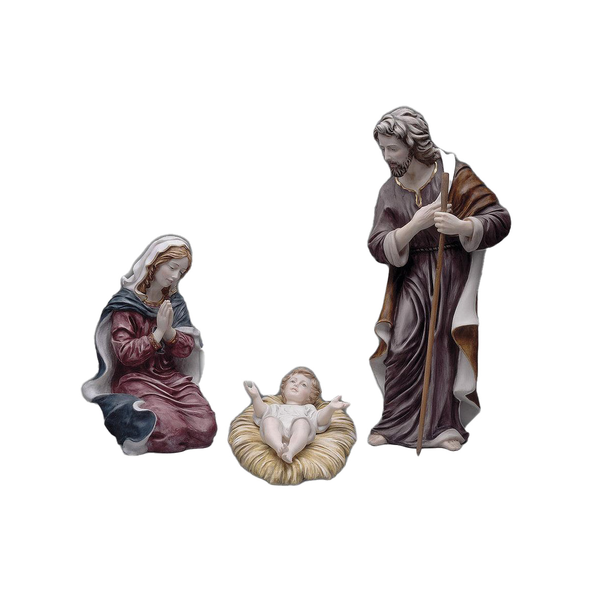 La sacra Famiglia in marmo e alabastro ricomposto